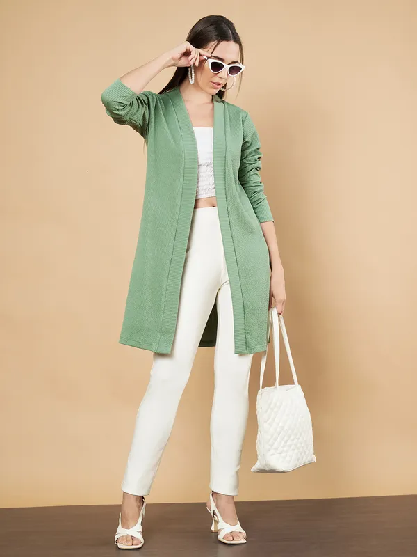 Fbella_Women_Knitted_Turquoise_Front_Longline_Shrug