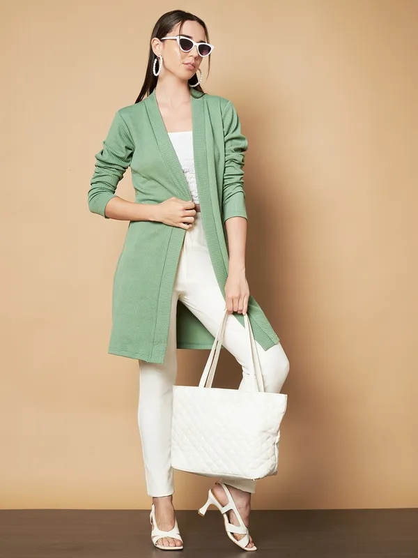 Fbella_Women_Knitted_Turquoise_Front_Longline_Shrug