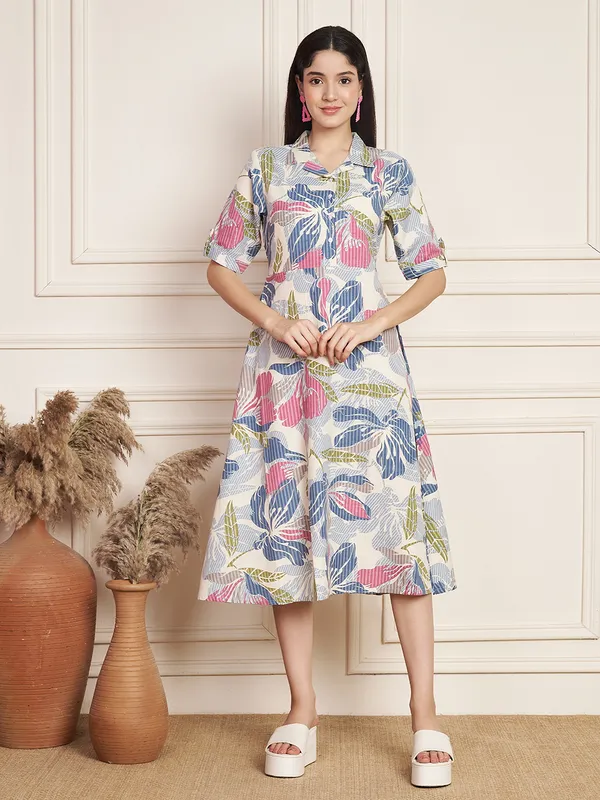 Fbella_Women_Multicolor_Floral_Printed_Cotton_A-Line_Dress.