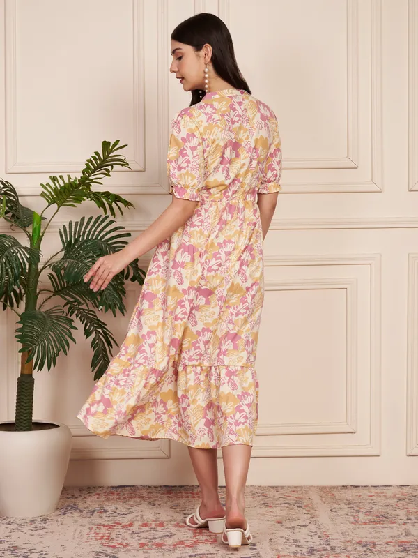 Fbella_Women_Pink_Floral_Printed_Cotton_Midi_Dress