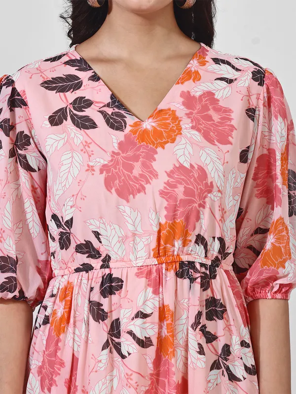 Fbella_Women_Pink_and_Black_Floral_Print_Puff_Sleeve_Maxi_Dress