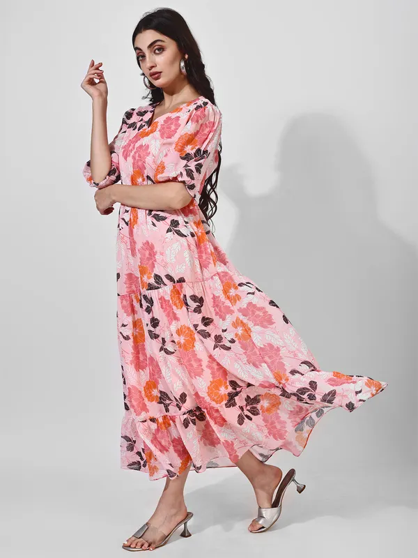 Fbella_Women_Pink_and_Black_Floral_Print_Puff_Sleeve_Maxi_Dress