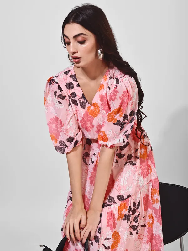 Fbella_Women_Pink_and_Black_Floral_Print_Puff_Sleeve_Maxi_Dress