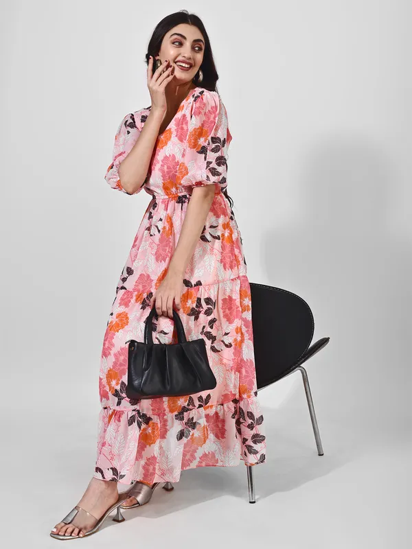 Fbella_Women_Pink_and_Black_Floral_Print_Puff_Sleeve_Maxi_Dress
