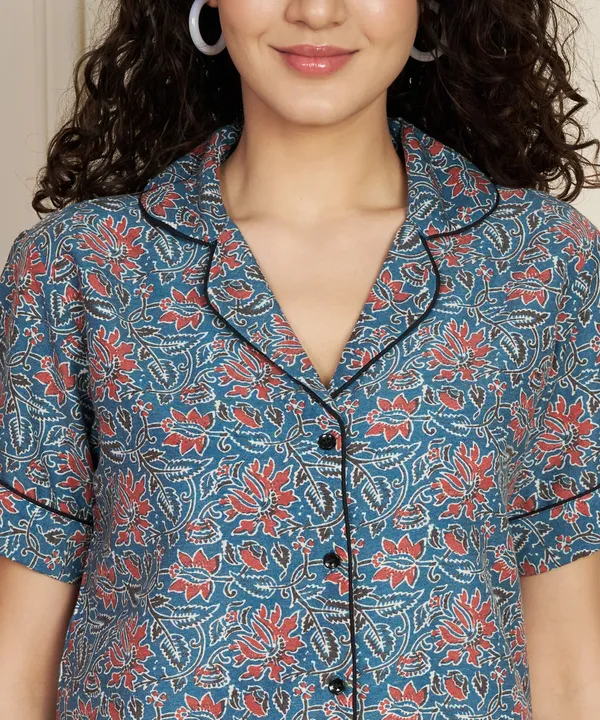 Fbella_Women_Pure_Cotton_Ethnic_Printed_Night_Suit_