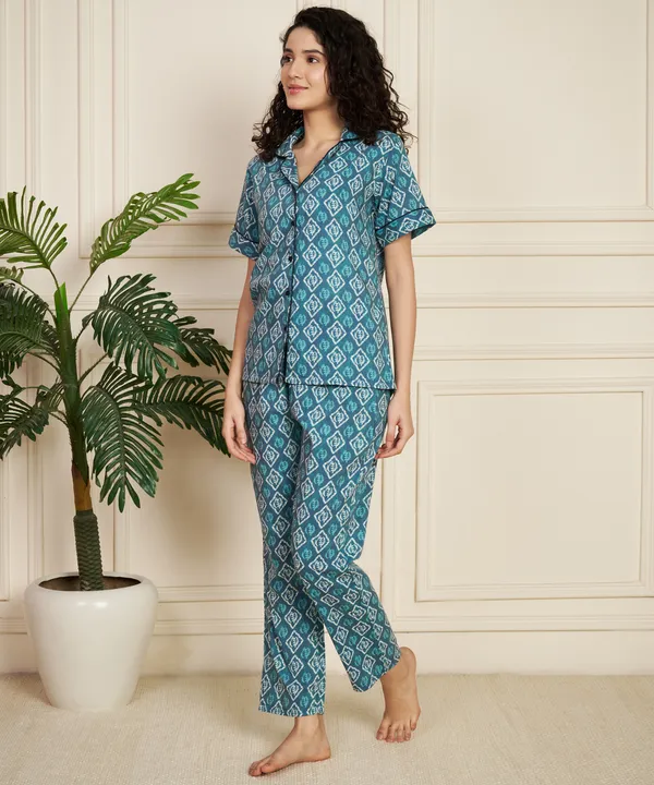 Fbella_Women_Pure_Cotton_Ethnic_Printed_Night_Suit_