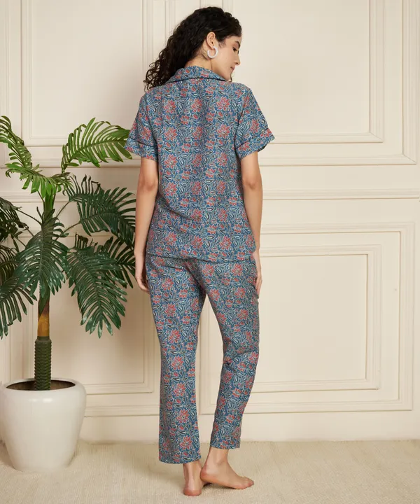 Fbella_Women_Pure_Cotton_Ethnic_Printed_Night_Suit_