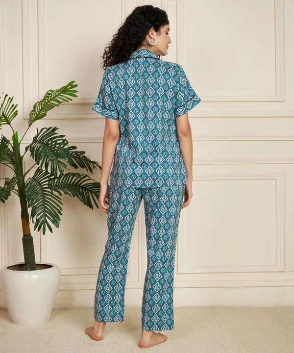 Fbella_Women_Pure_Cotton_Ethnic_Printed_Night_Suit_