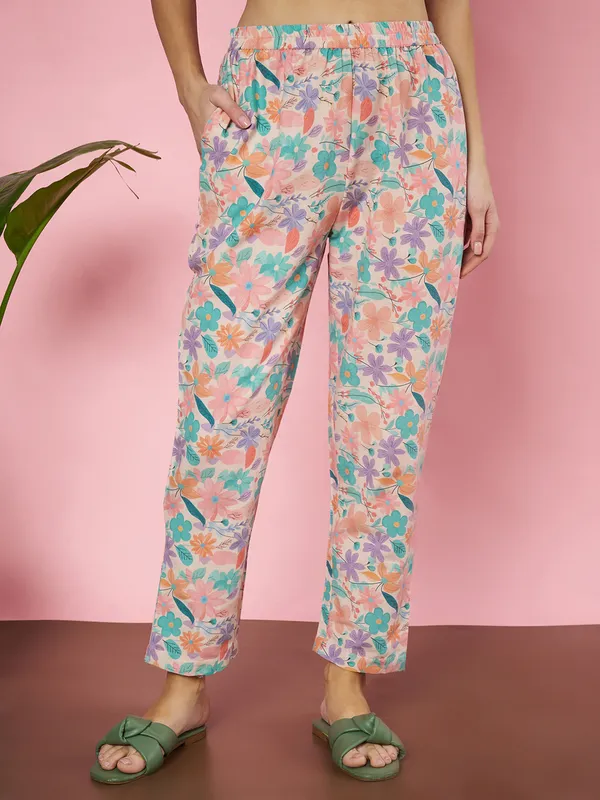 Fbella_Women_Pure_Cotton_Floral_Printed_Night_Suit