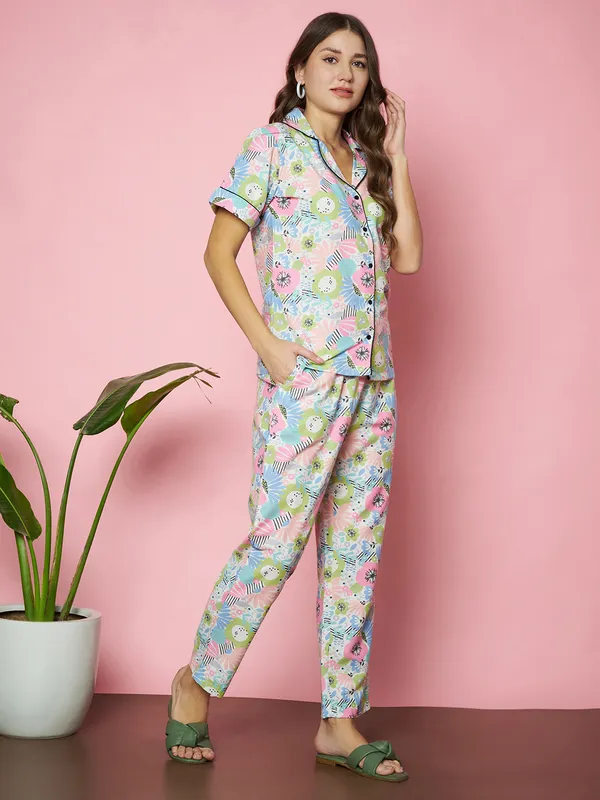 Fbella_Women_Pure_Cotton_Floral_Printed_Night_Suit