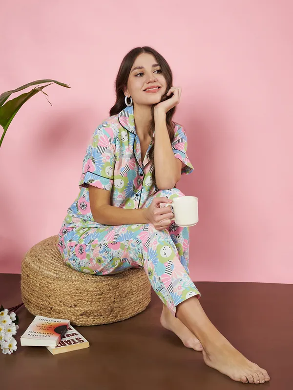 Fbella_Women_Pure_Cotton_Floral_Printed_Night_Suit