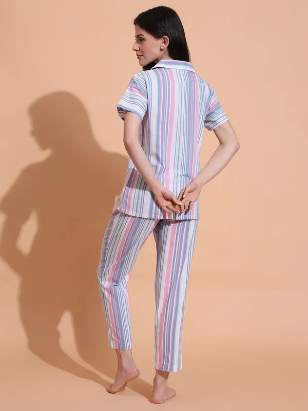 Fbella_Women_Pure_Cotton_Stripe_Night_Suit