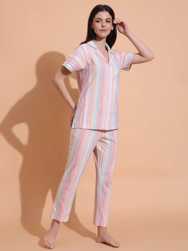 Fbella_Women_Pure_Cotton_Stripe_Night_Suit