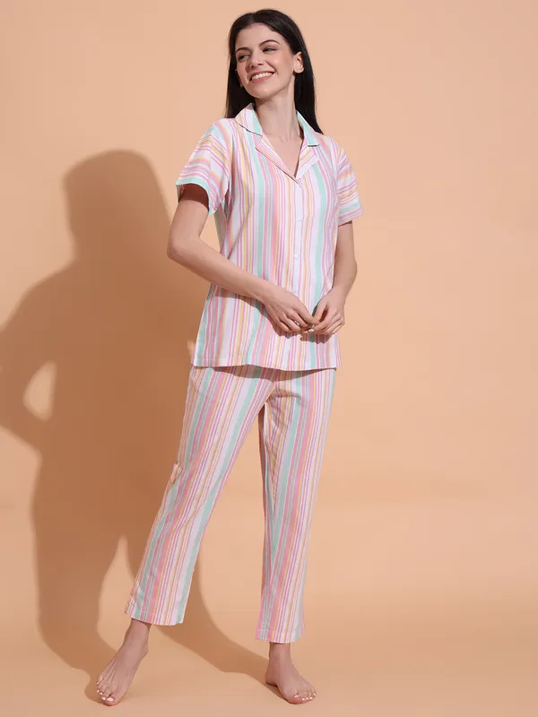 Fbella_Women_Pure_Cotton_Stripe_Night_Suit
