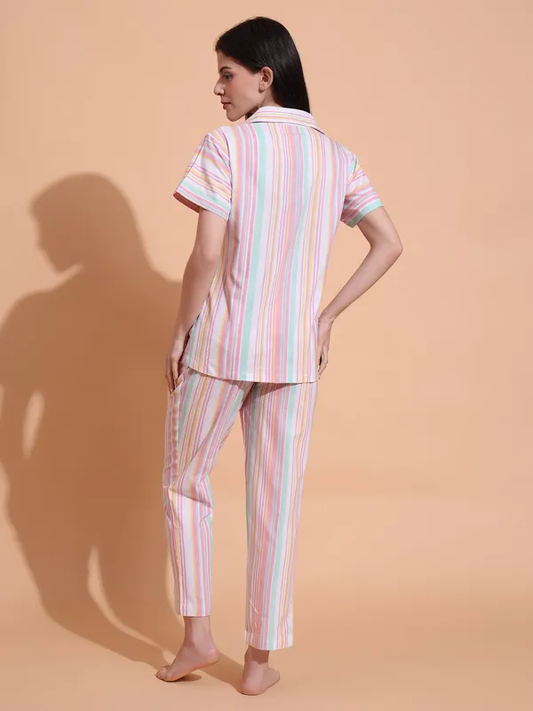 Fbella_Women_Pure_Cotton_Stripe_Night_Suit