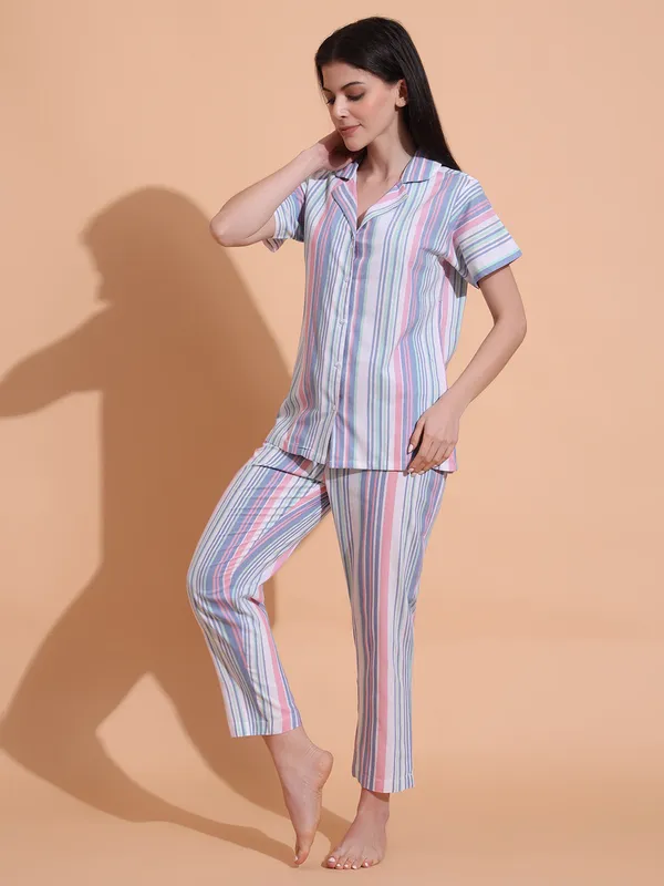 Fbella_Women_Pure_Cotton_Stripe_Night_Suit
