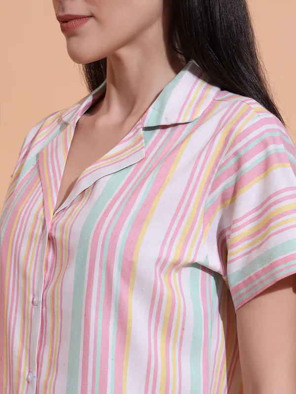 Fbella_Women_Pure_Cotton_Stripe_Night_Suit
