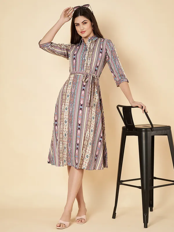 Fbella_Women_Striped_Printed_Shirt_Dress