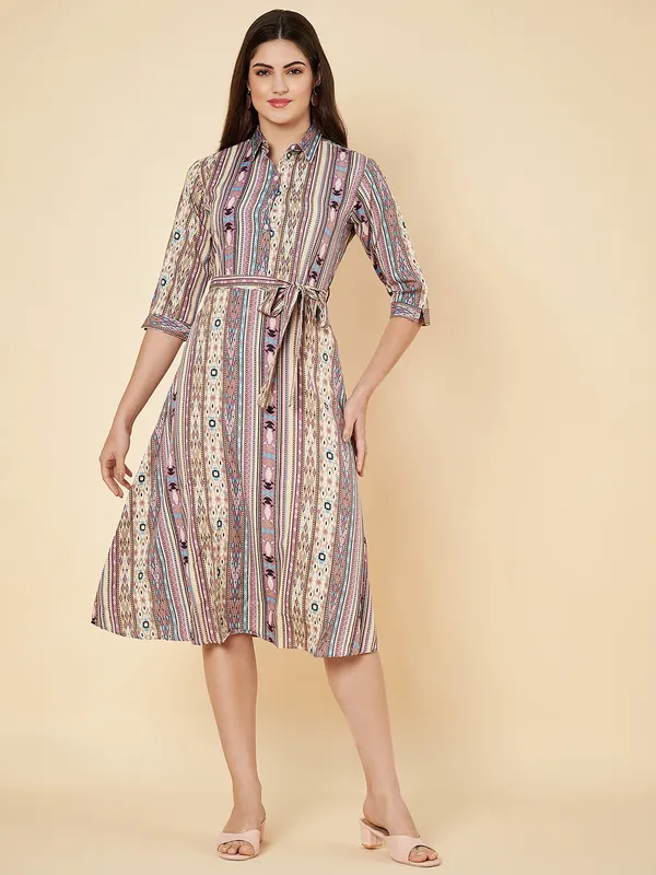 Fbella_Women_Striped_Printed_Shirt_Dress
