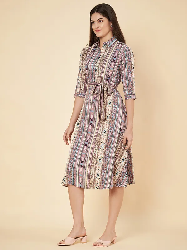 Fbella_Women_Striped_Printed_Shirt_Dress