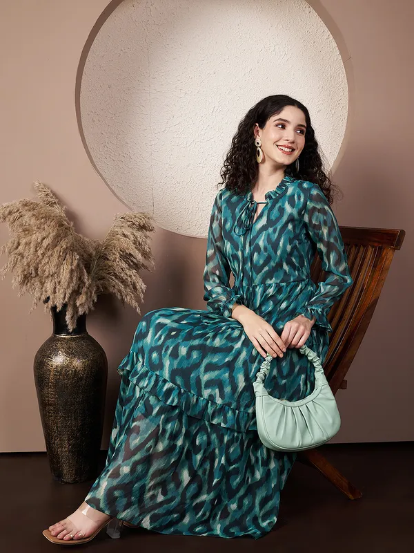Fbella_Women_Teal_Abstract_Printed_Chiffon_Midi_Dress