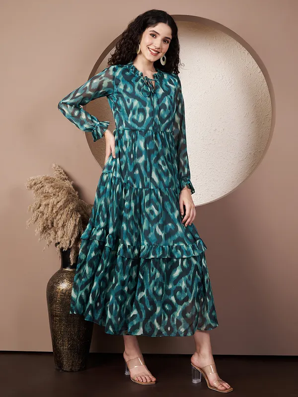 Fbella_Women_Teal_Abstract_Printed_Chiffon_Midi_Dress