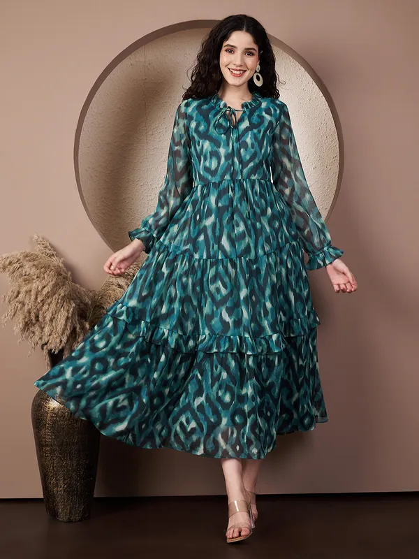 Fbella_Women_Teal_Abstract_Printed_Chiffon_Midi_Dress