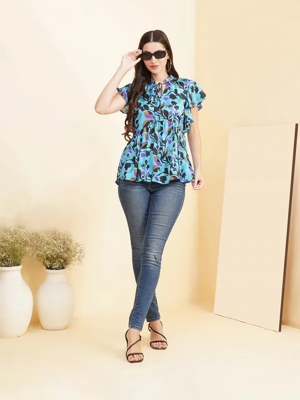 Fbella_Women_Tie-up_Flared_Sleeve_Top