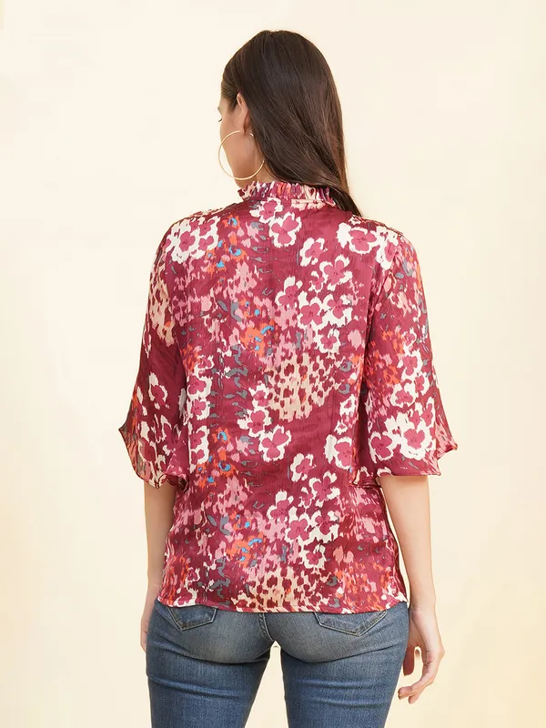Fbella_Women_Tie-up_Flared_Sleeve_Top
