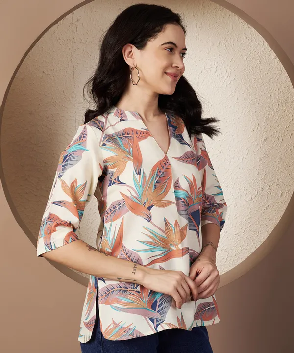 Fbella_Women_Tropical_Breeze_Poly_Cotton_Top