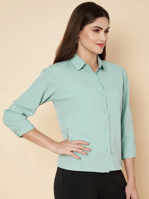 Fbella_Women_Turquoise_Crop_Shirt