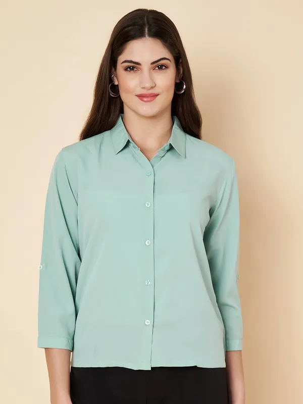 Fbella_Women_Turquoise_Crop_Shirt