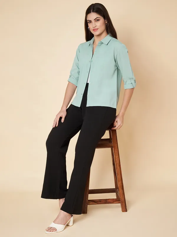 Fbella_Women_Turquoise_Crop_Shirt