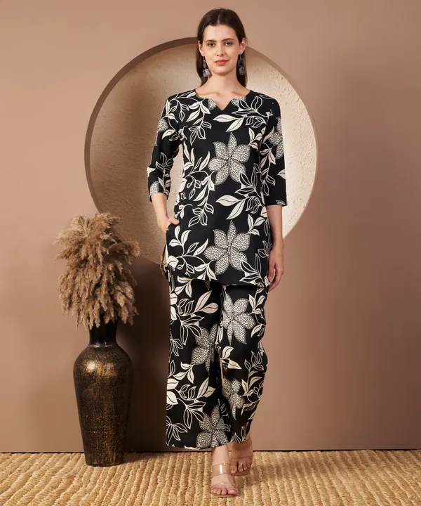 Fbella_Women’s_Cotton_Blend_Floral_Print_Cord_Set_–_Kurta_and_Pants