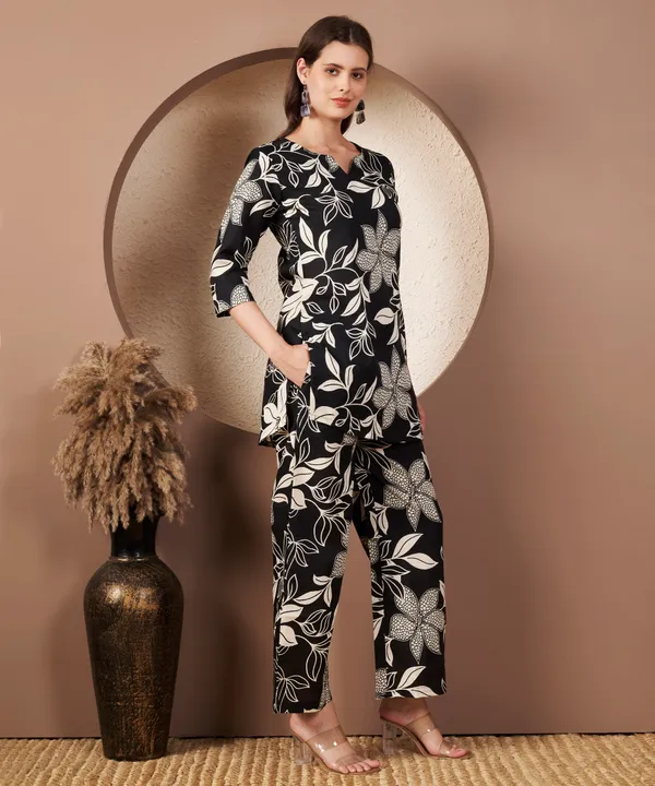 Fbella_Women’s_Cotton_Blend_Floral_Print_Cord_Set_–_Kurta_and_Pants