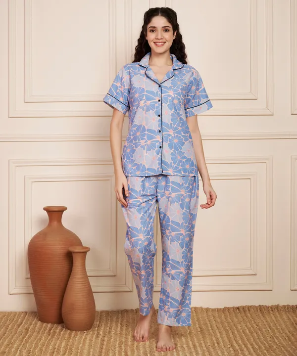 Fbella_Women’s_Cotton_Night_Suit_|_Printed_Sleepwear_Set_with_Pocket_&_Elastic_Waist_|_Comfortable_Nightwear