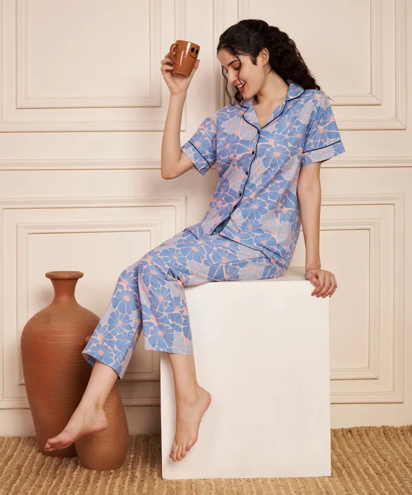 Fbella_Women’s_Cotton_Night_Suit_|_Printed_Sleepwear_Set_with_Pocket_&_Elastic_Waist_|_Comfortable_Nightwear