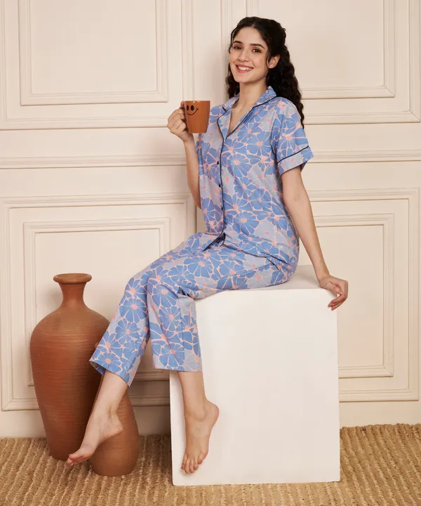 Fbella_Women’s_Cotton_Night_Suit_|_Printed_Sleepwear_Set_with_Pocket_&_Elastic_Waist_|_Comfortable_Nightwear