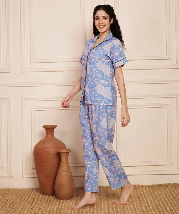 Fbella_Women’s_Cotton_Night_Suit_|_Printed_Sleepwear_Set_with_Pocket_&_Elastic_Waist_|_Comfortable_Nightwear