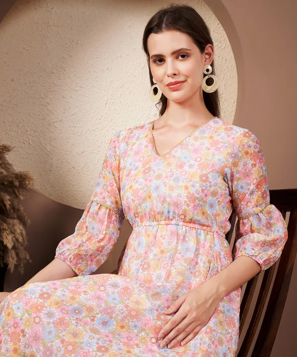 Fbella_Women’s_Floral_Print_Georgette_Midi_Dress_with_V-Neck_and_Lycra_Lining