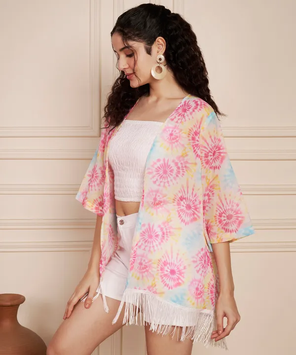 Fbella_Women’s_Georgette_Tie-Dye_Kimono_Shrug_with_Fringe_|_Free_Size_|_Summer_Casual_Layer