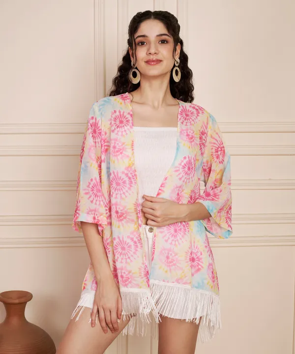 Fbella_Women’s_Georgette_Tie-Dye_Kimono_Shrug_with_Fringe_|_Free_Size_|_Summer_Casual_Layer