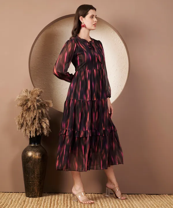 Fbella_Women’s_Printed_Chiffon_Midi_Dress_with_Lycra_Lining