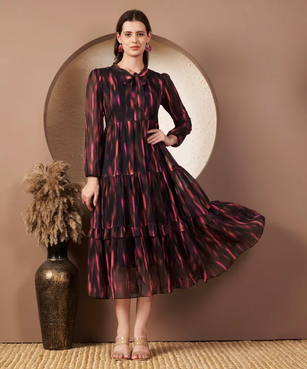 Fbella_Women’s_Printed_Chiffon_Midi_Dress_with_Lycra_Lining