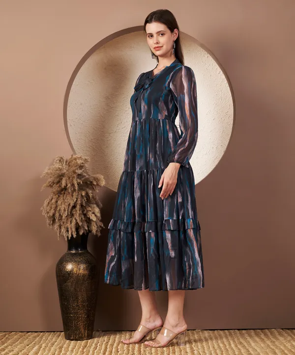 Fbella_Women’s_Printed_Chiffon_Midi_Dress_with_V-Neck_and_Lycra_Lining