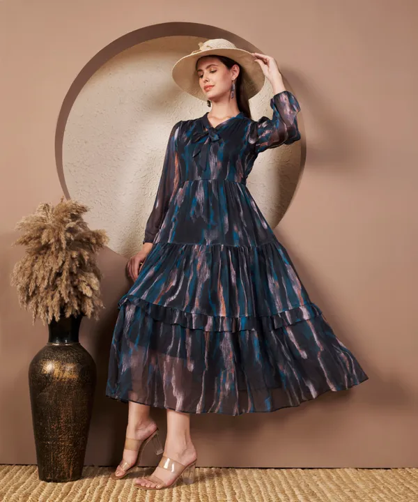 Fbella_Women’s_Printed_Chiffon_Midi_Dress_with_V-Neck_and_Lycra_Lining