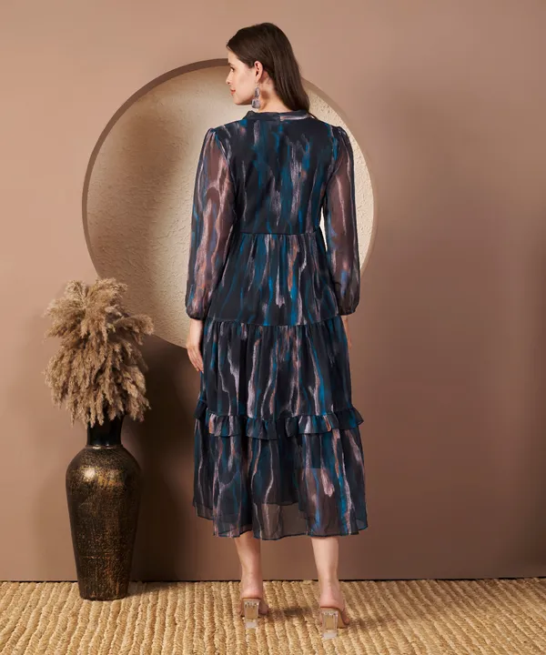Fbella_Women’s_Printed_Chiffon_Midi_Dress_with_V-Neck_and_Lycra_Lining