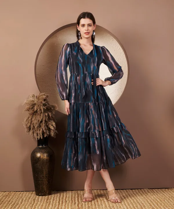 Fbella_Women’s_Printed_Chiffon_Midi_Dress_with_V-Neck_and_Lycra_Lining