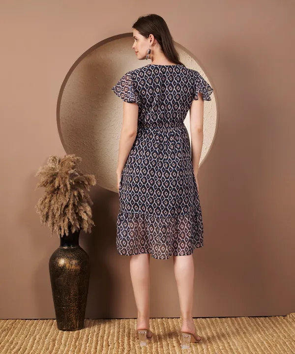 Fbella_Women’s_Printed_Georgette_Midi_Dress_with_V-Neck_and_Flutter_Sleeves