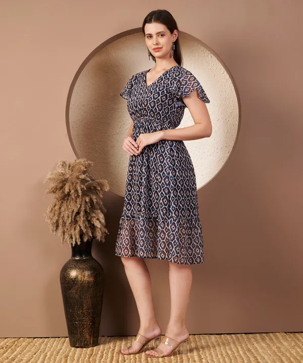 Fbella_Women’s_Printed_Georgette_Midi_Dress_with_V-Neck_and_Flutter_Sleeves